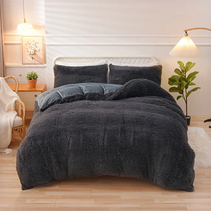 3PC Solid Plush Duvet Cover Set – Soft, Skin-Friendly Bedding for All Seasons