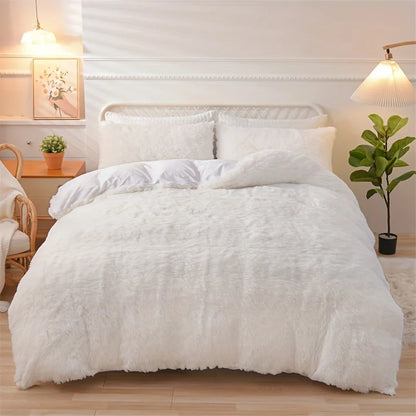 3PC Solid Plush Duvet Cover Set – Soft, Skin-Friendly Bedding for All Seasons