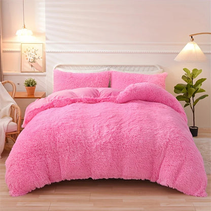 3PC Solid Plush Duvet Cover Set – Soft, Skin-Friendly Bedding for All Seasons