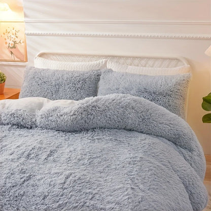 3PC Solid Plush Duvet Cover Set – Soft, Skin-Friendly Bedding for All Seasons