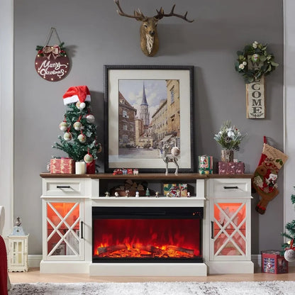 Glass Electric Fireplace TV Stand