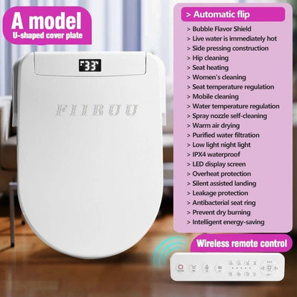Smart Elongated Bidet Toilet Seat with Remote & Instant Heating