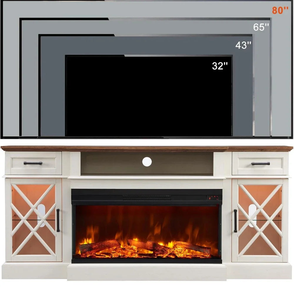 Glass Electric Fireplace TV Stand