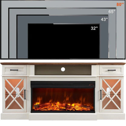 Glass Electric Fireplace TV Stand