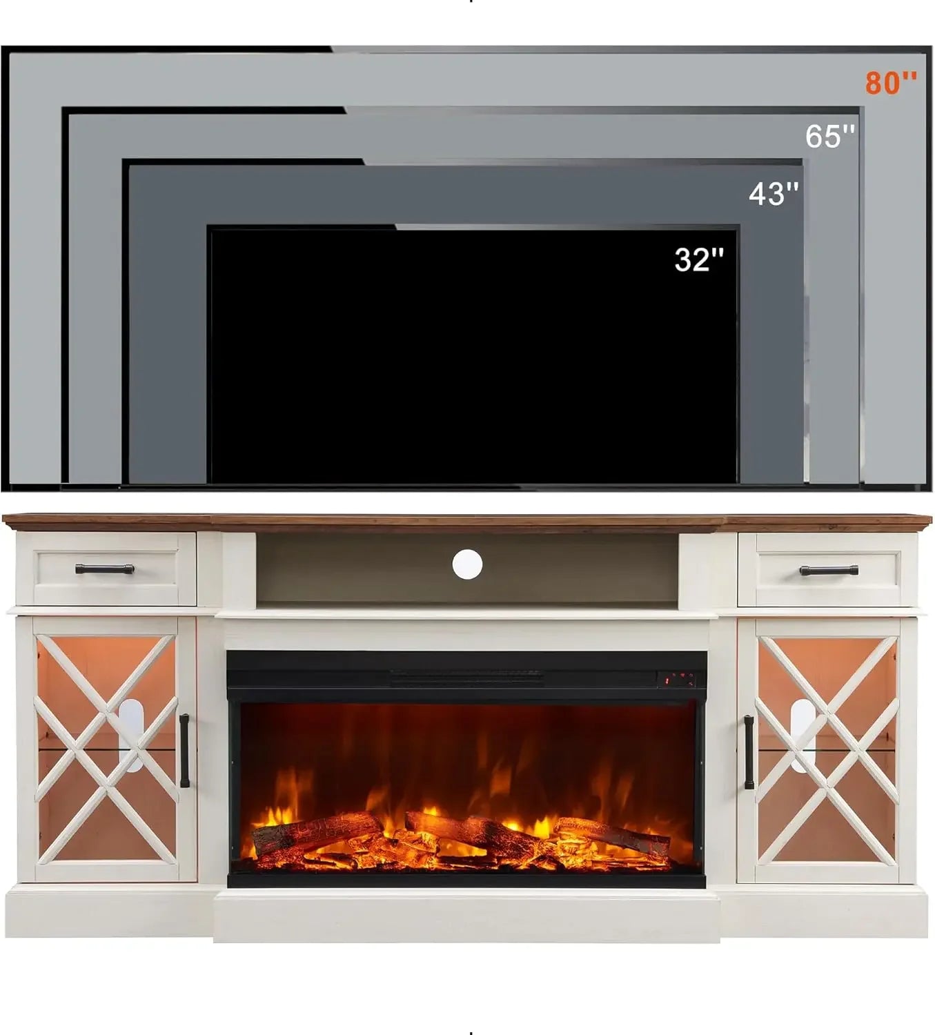 Glass Electric Fireplace TV Stand