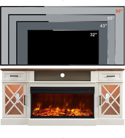Glass Electric Fireplace TV Stand