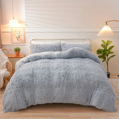 3PC Solid Plush Duvet Cover Set – Soft, Skin-Friendly Bedding for All Seasons