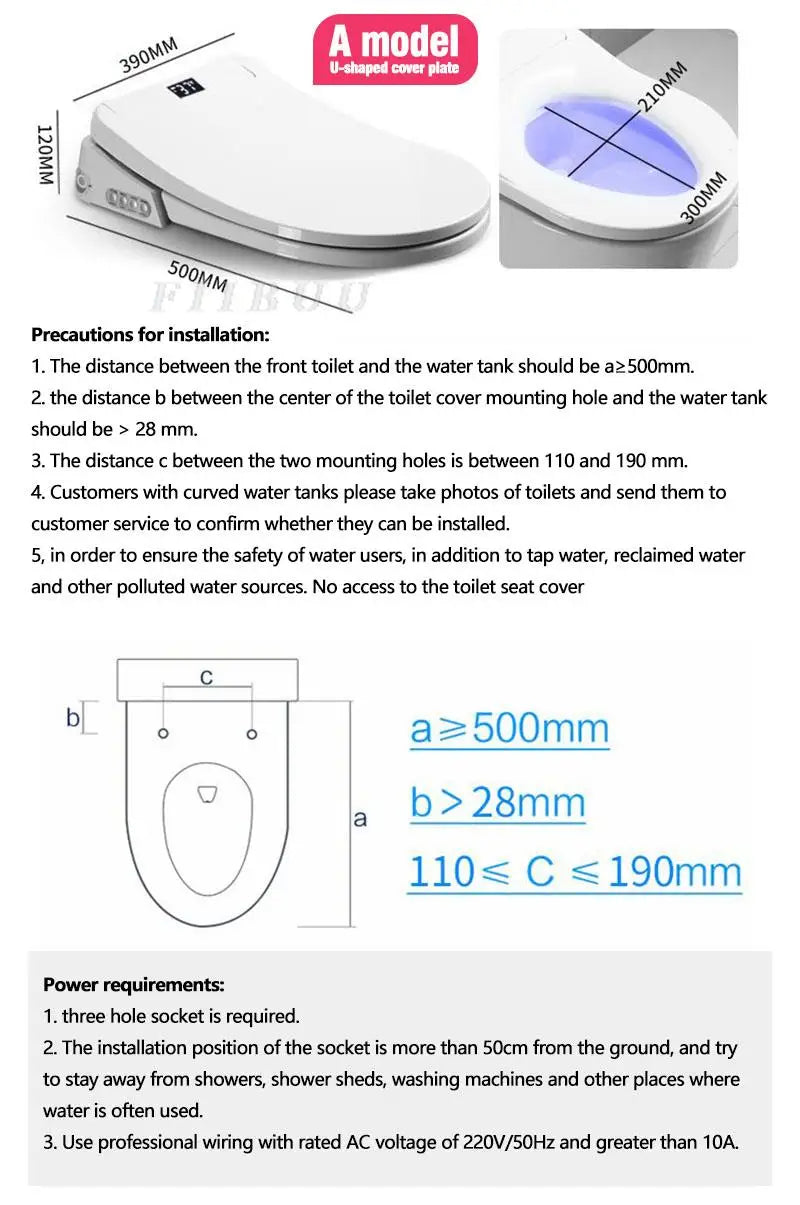 Smart Elongated Bidet Toilet Seat with Remote & Instant Heating