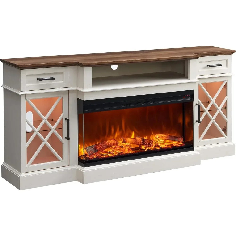 Glass Electric Fireplace TV Stand