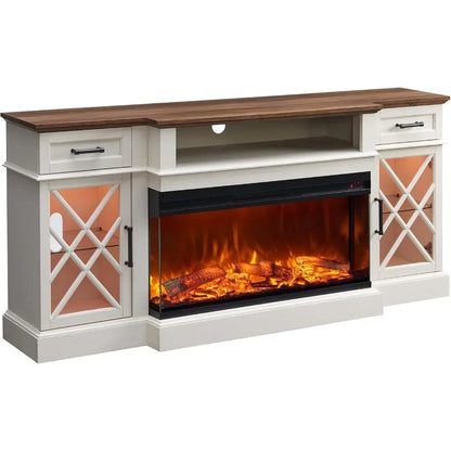 Glass Electric Fireplace TV Stand