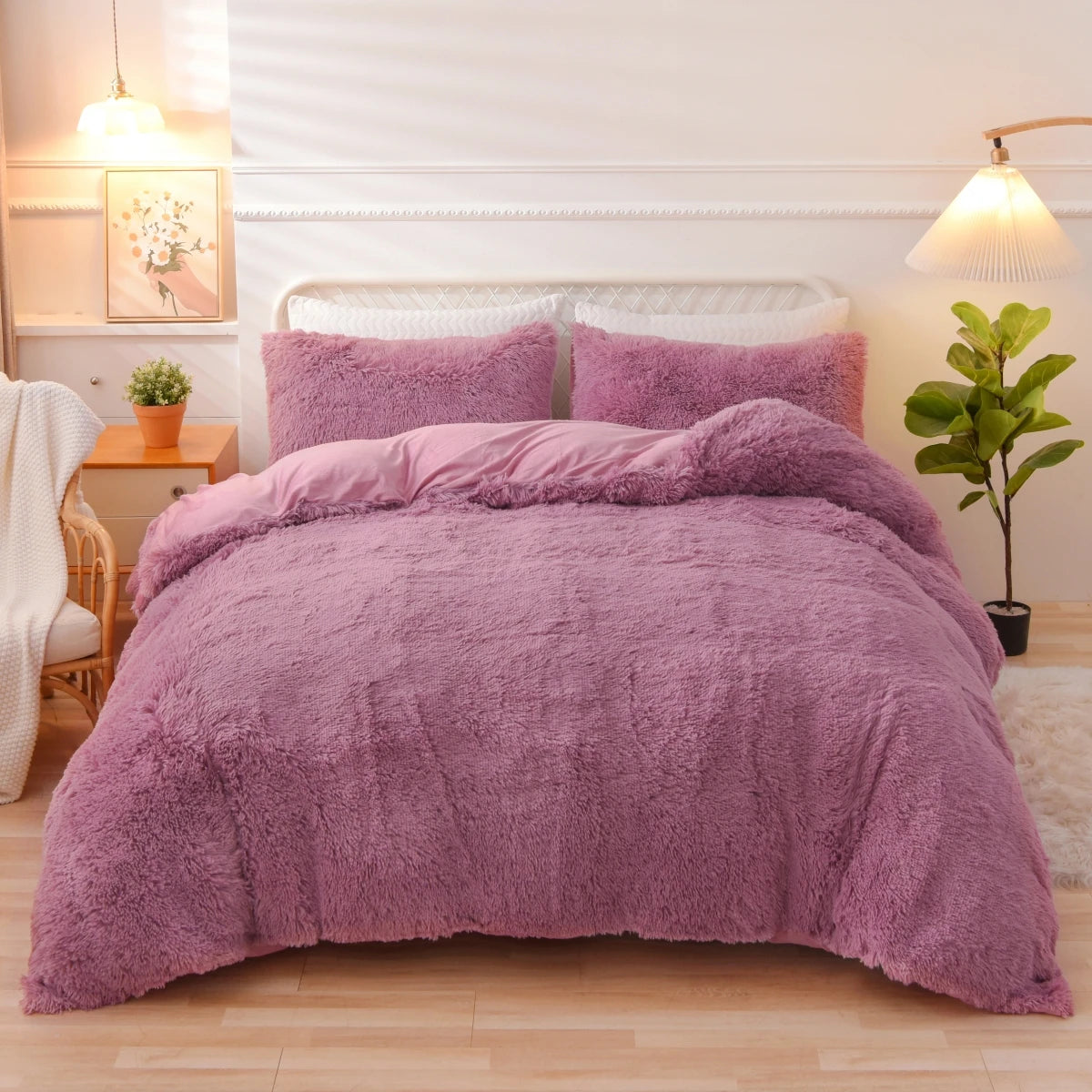 3PC Solid Plush Duvet Cover Set – Soft, Skin-Friendly Bedding for All Seasons
