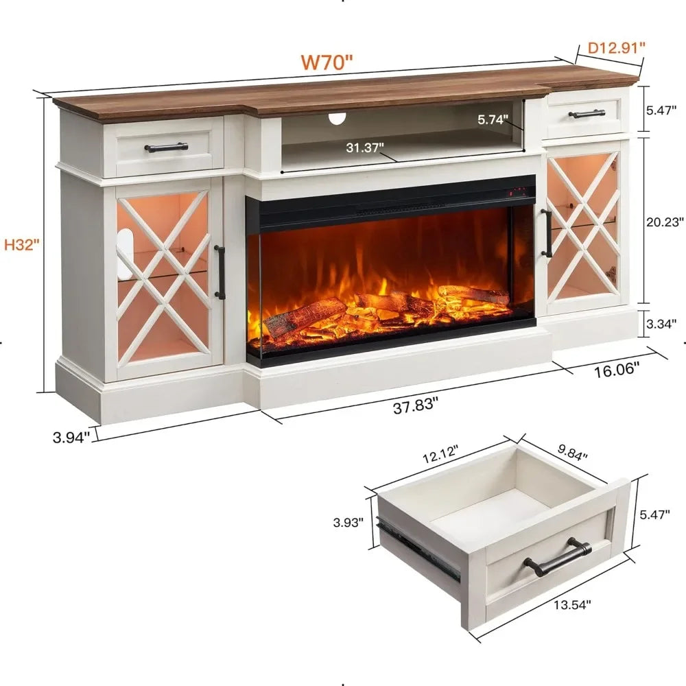 Glass Electric Fireplace TV Stand