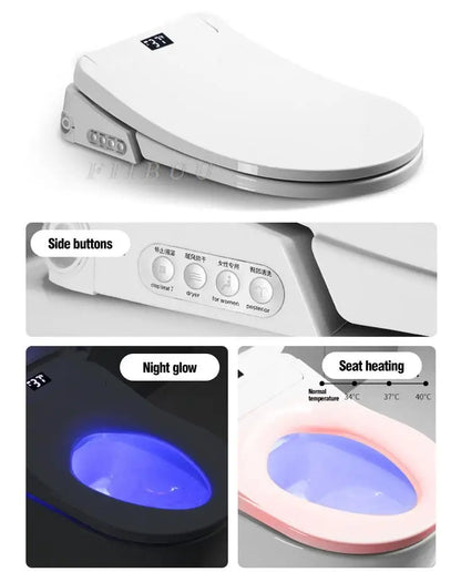 Smart Elongated Bidet Toilet Seat with Remote & Instant Heating