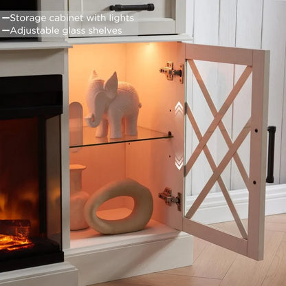 Glass Electric Fireplace TV Stand